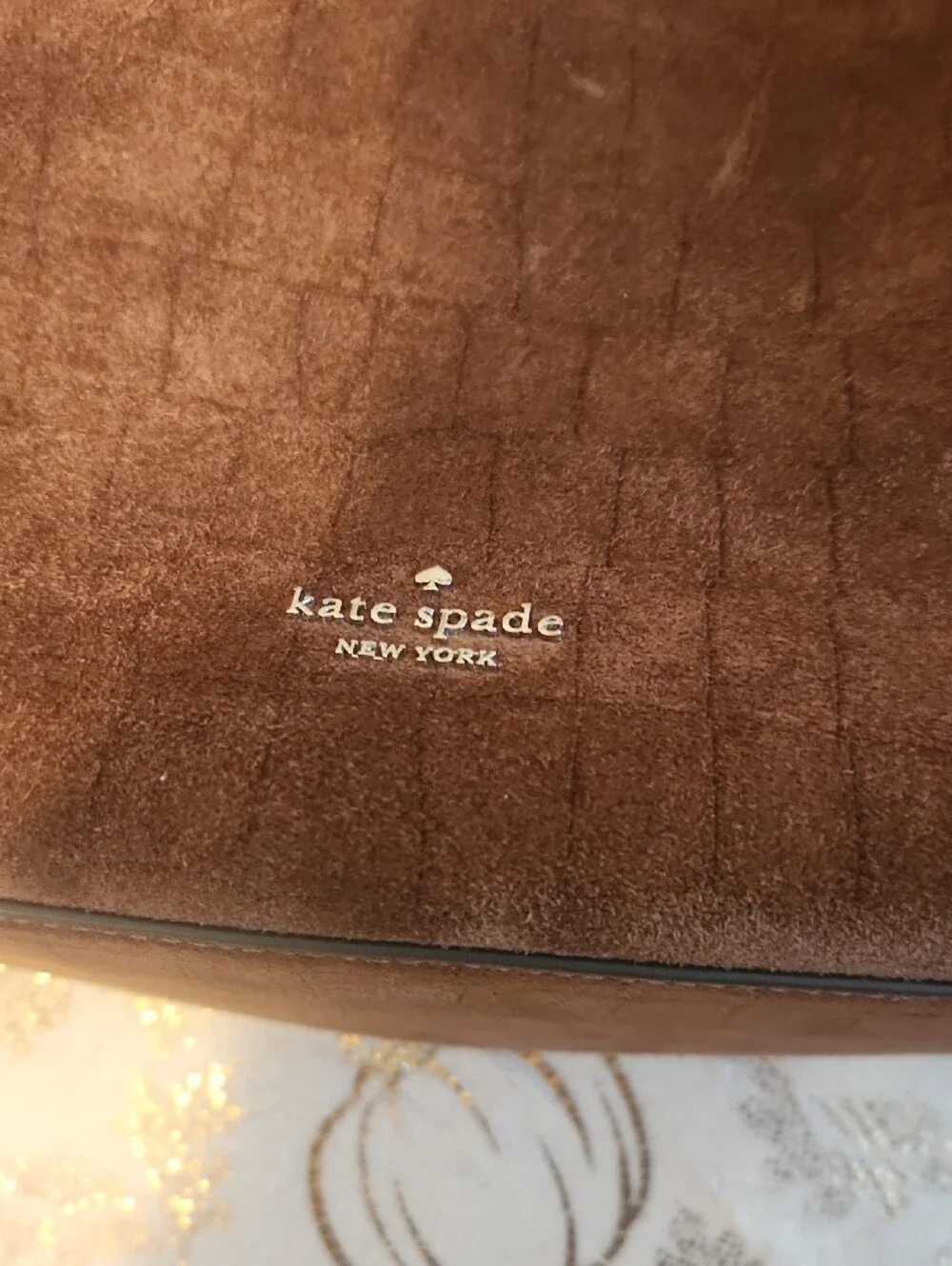 kate spade Brown Suede Double-Handle Shoulder Bag